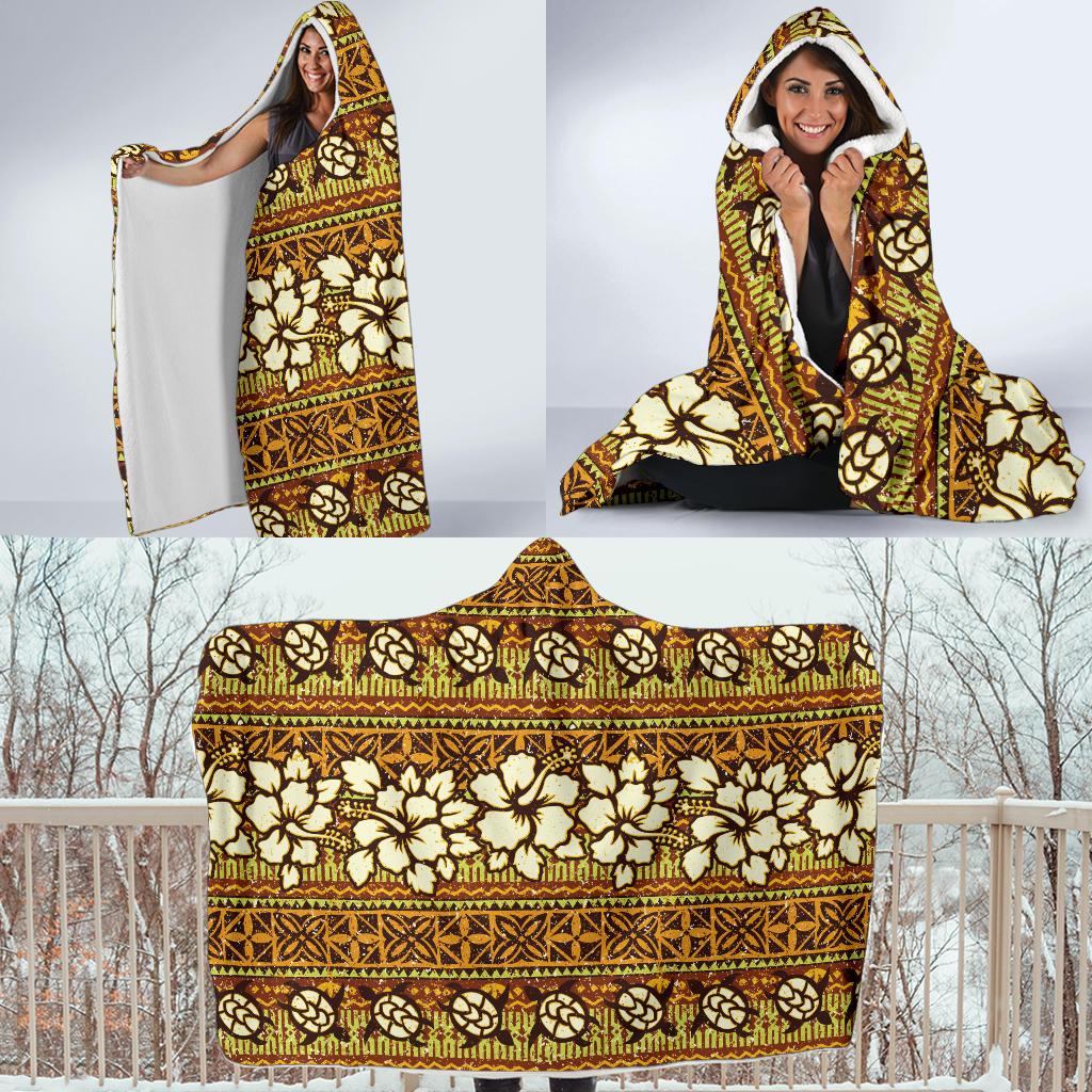 Hawaiian Themed Pattern Print Design H015 Hooded Blanket-JORJUNE.COM