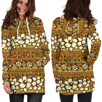 Hawaiian Themed Pattern Print Design H015 Women Hoodie Dress