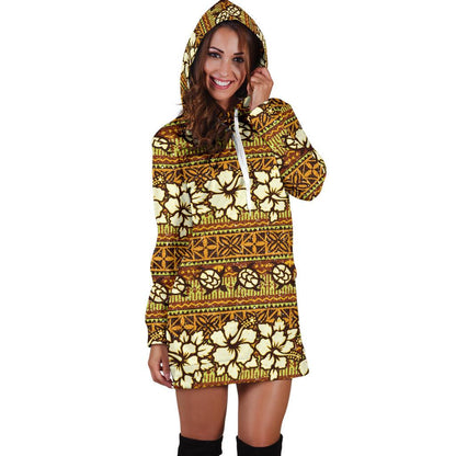 Hawaiian Themed Pattern Print Design H015 Women Hoodie Dress