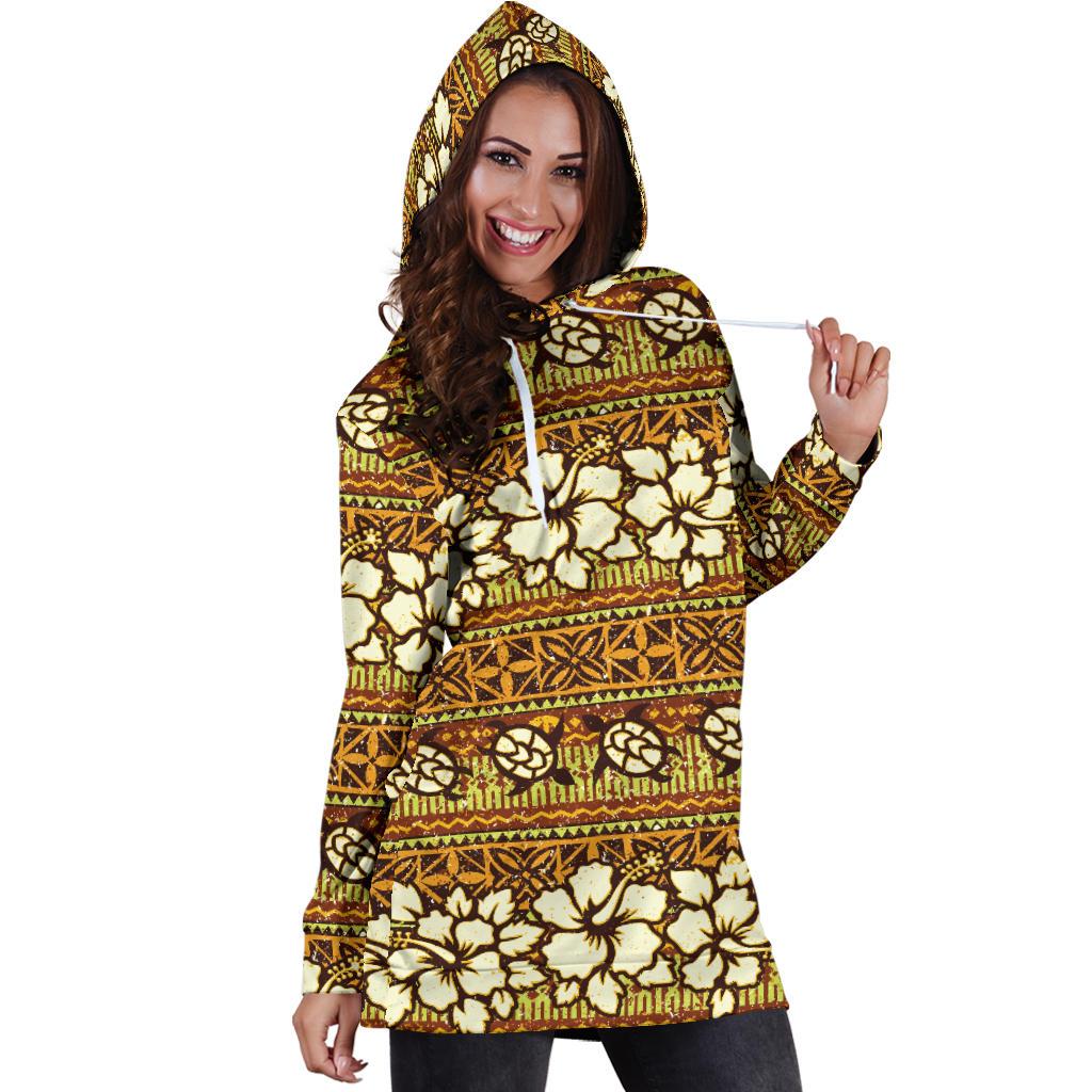 Hawaiian Themed Pattern Print Design H015 Women Hoodie Dress
