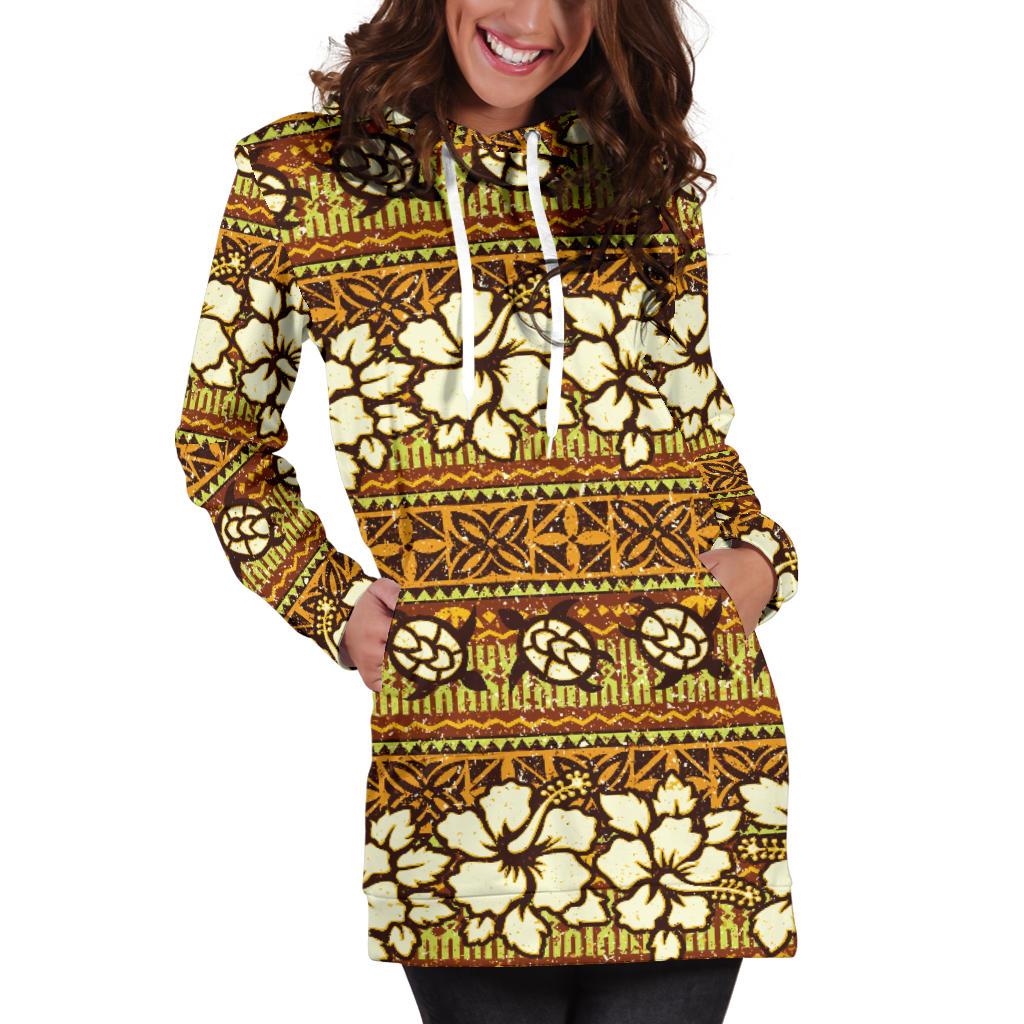 Hawaiian Themed Pattern Print Design H015 Women Hoodie Dress