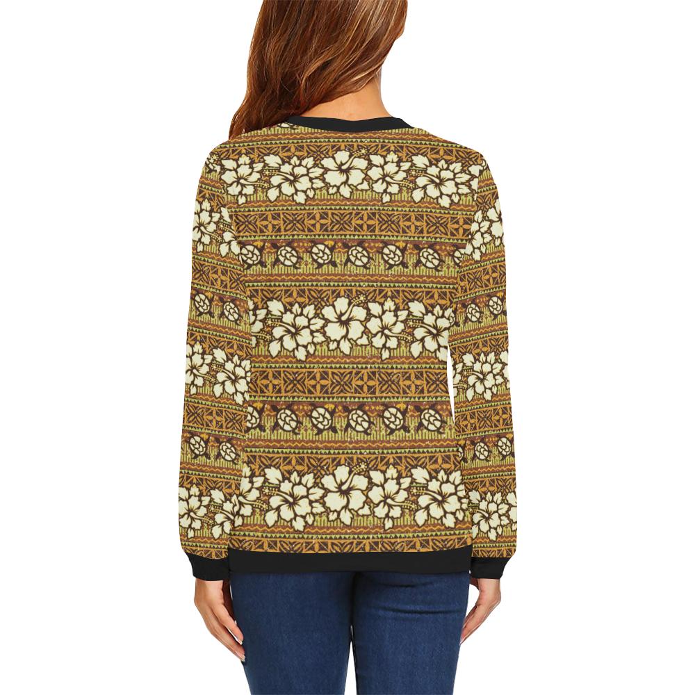 Hawaiian Themed Pattern Print Design H015 Women Long Sleeve Sweatshirt-JorJune