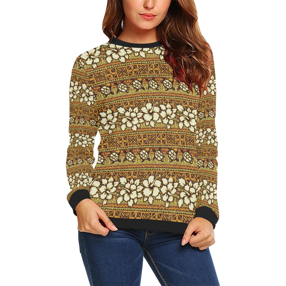 Hawaiian Themed Pattern Print Design H015 Women Long Sleeve Sweatshirt-JorJune