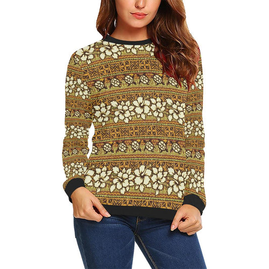 Hawaiian Themed Pattern Print Design H015 Women Long Sleeve Sweatshirt-JorJune
