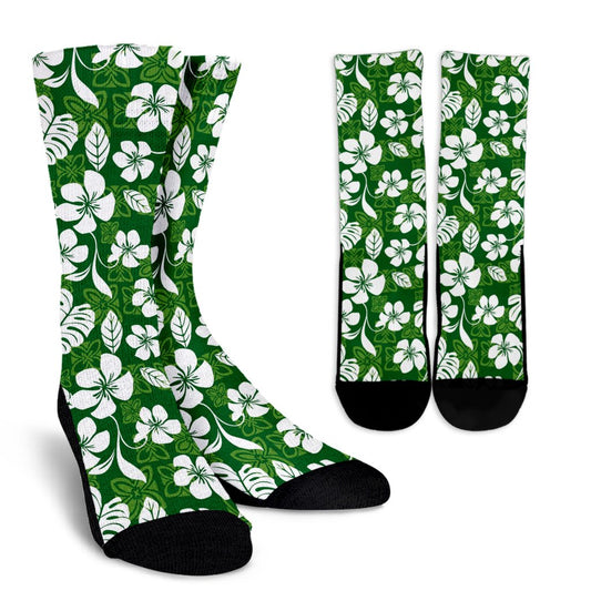 Hawaiian Themed Pattern Print Design H016 Crew Socks-JORJUNE.COM