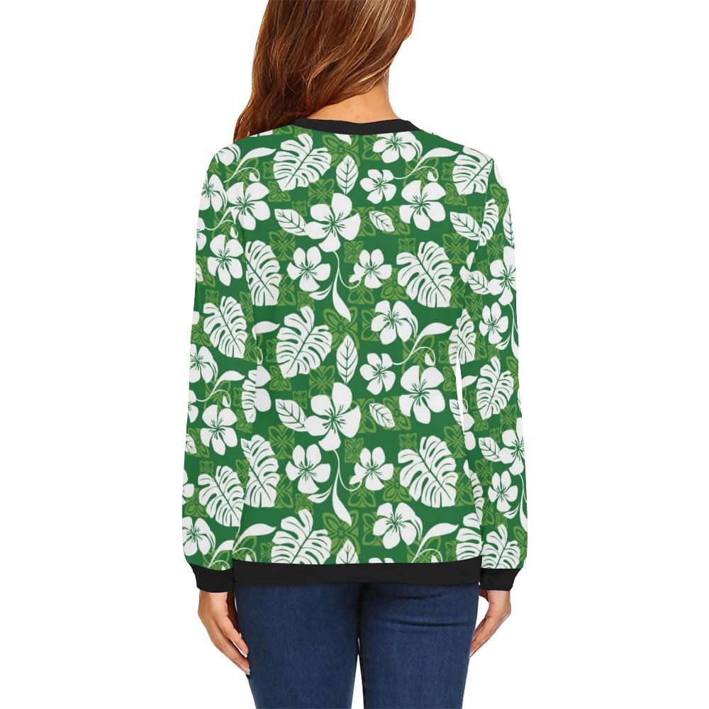 Hawaiian Themed Pattern Print Design H016 Women Long Sleeve Sweatshirt-JorJune