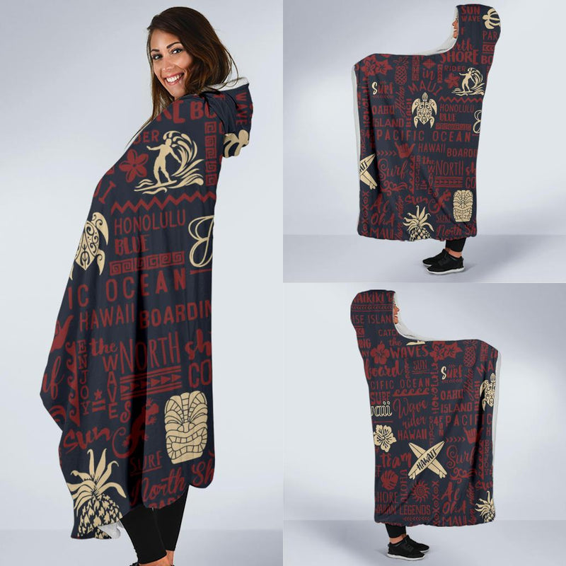 Hawaiian Themed Pattern Print Design H017 Hooded Blanket-JORJUNE.COM