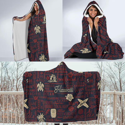 Hawaiian Themed Pattern Print Design H017 Hooded Blanket-JORJUNE.COM