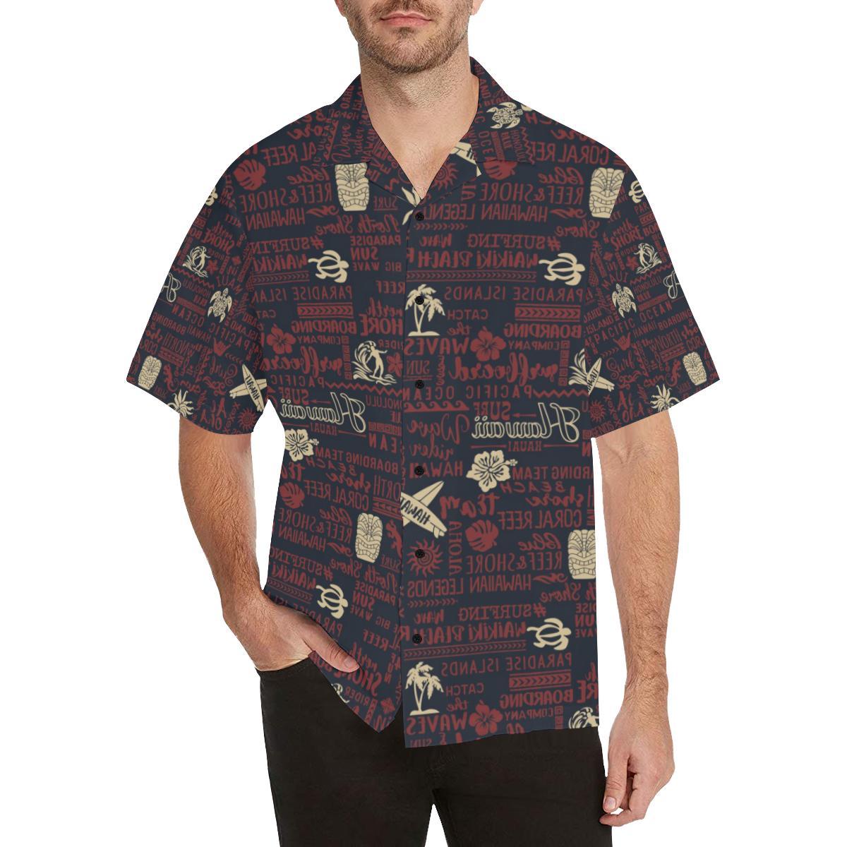 Hawaiian Themed Pattern Print Design H017 Men Hawaiian Shirt-JorJune