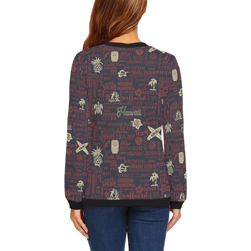 Hawaiian Themed Pattern Print Design H017 Women Long Sleeve Sweatshirt-JorJune