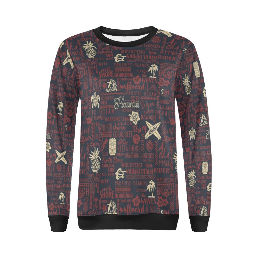Hawaiian Themed Pattern Print Design H017 Women Long Sleeve Sweatshirt-JorJune