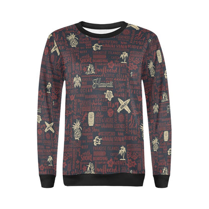 Hawaiian Themed Pattern Print Design H017 Women Long Sleeve Sweatshirt-JorJune