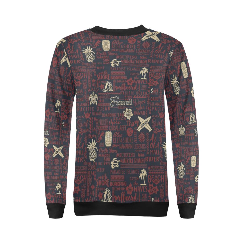 Hawaiian Themed Pattern Print Design H017 Women Long Sleeve Sweatshirt-JorJune