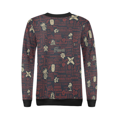 Hawaiian Themed Pattern Print Design H017 Women Long Sleeve Sweatshirt-JorJune