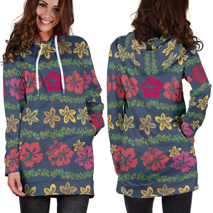 Hawaiian Themed Pattern Print Design H018 Women Hoodie Dress