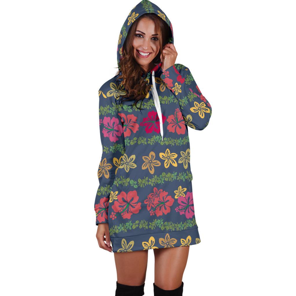 Hawaiian Themed Pattern Print Design H018 Women Hoodie Dress