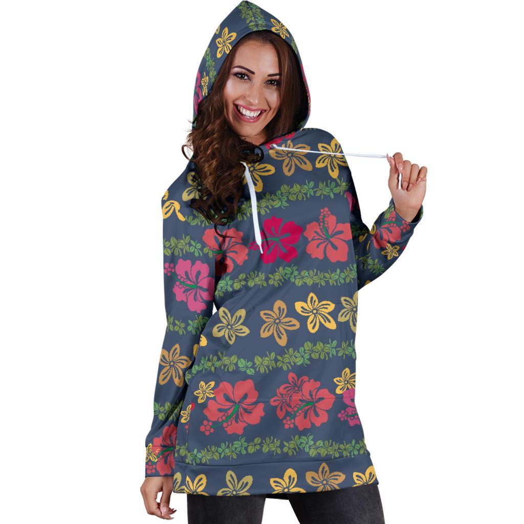 Hawaiian Themed Pattern Print Design H018 Women Hoodie Dress