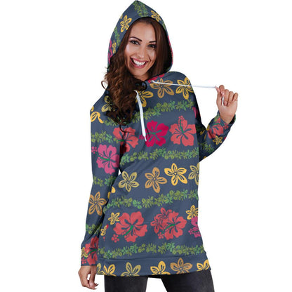 Hawaiian Themed Pattern Print Design H018 Women Hoodie Dress