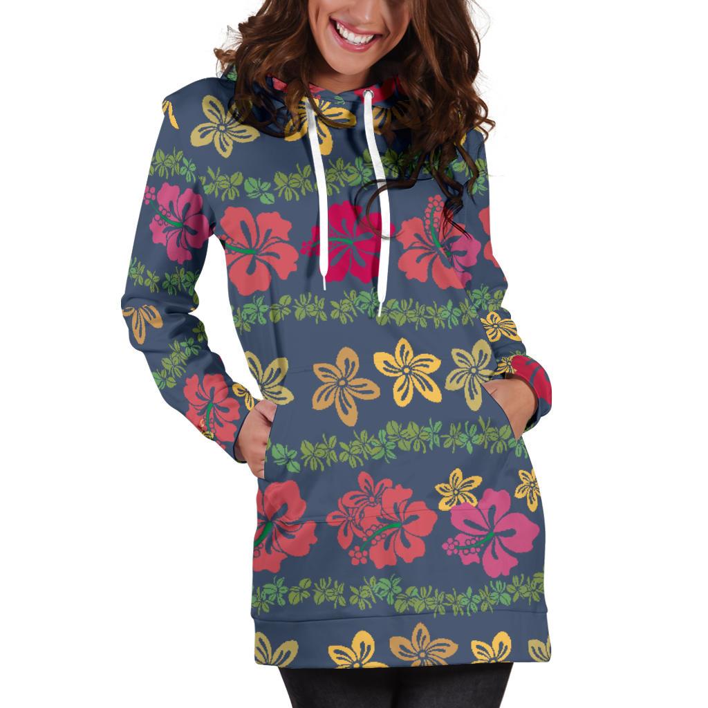 Hawaiian Themed Pattern Print Design H018 Women Hoodie Dress
