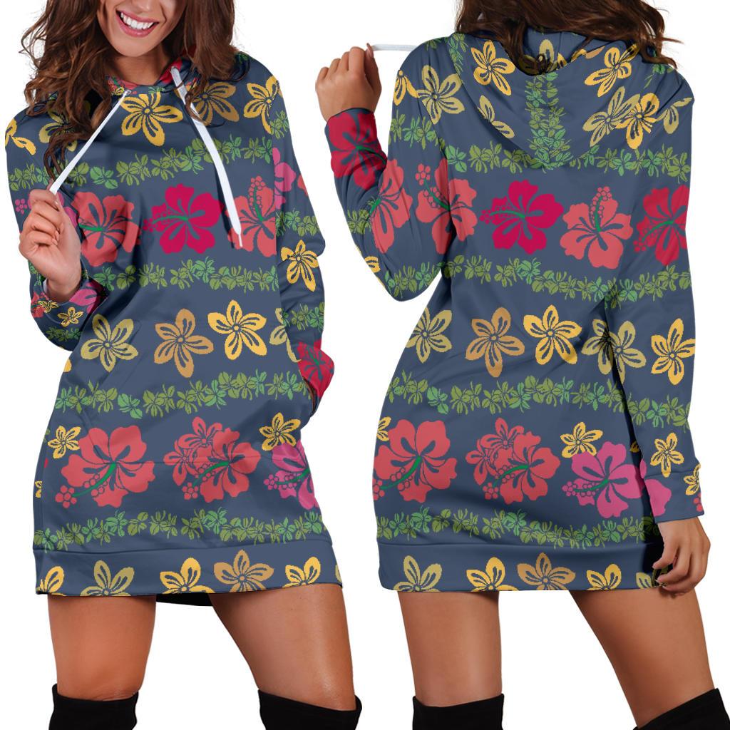 Hawaiian Themed Pattern Print Design H018 Women Hoodie Dress