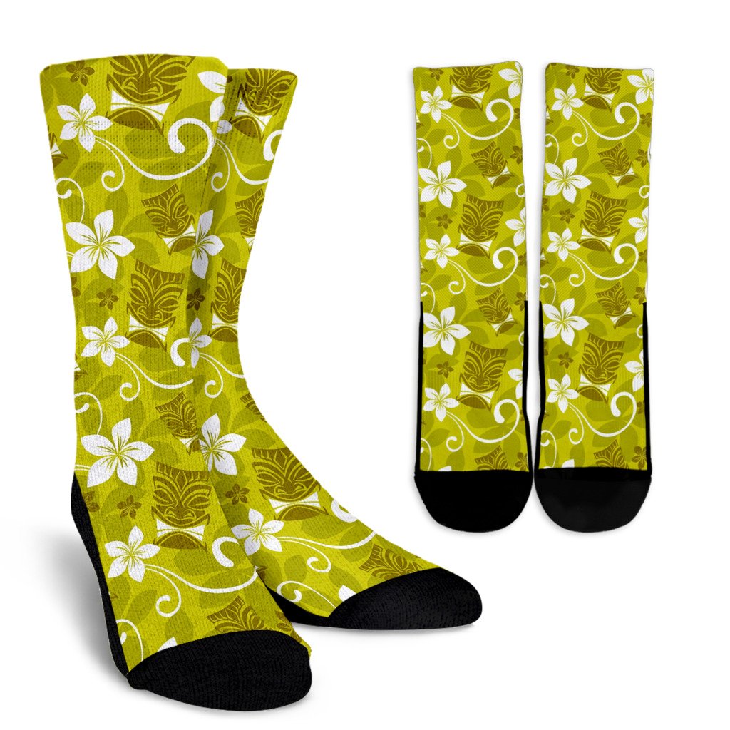 Hawaiian Themed Pattern Print Design H019 Crew Socks-JORJUNE.COM