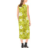 Hawaiian Themed Pattern Print Design H019 Sleeveless Open Fork Long Dress