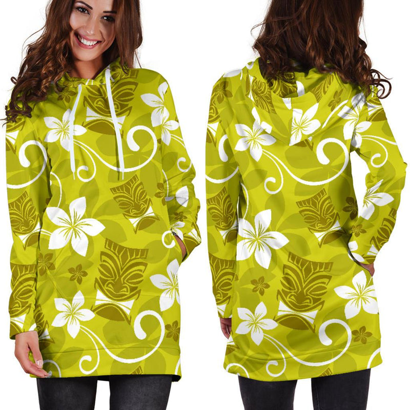 Hawaiian Themed Pattern Print Design H019 Women Hoodie Dress