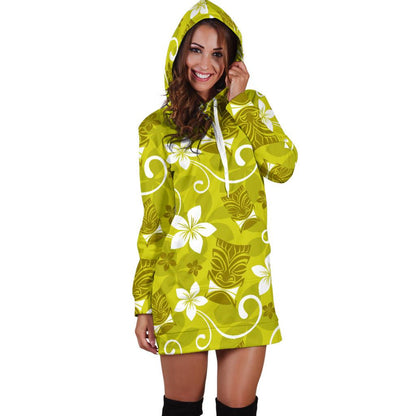Hawaiian Themed Pattern Print Design H019 Women Hoodie Dress