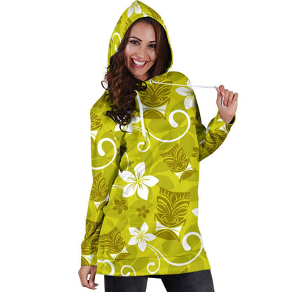 Hawaiian Themed Pattern Print Design H019 Women Hoodie Dress