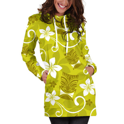 Hawaiian Themed Pattern Print Design H019 Women Hoodie Dress