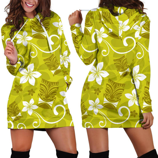 Hawaiian Themed Pattern Print Design H019 Women Hoodie Dress