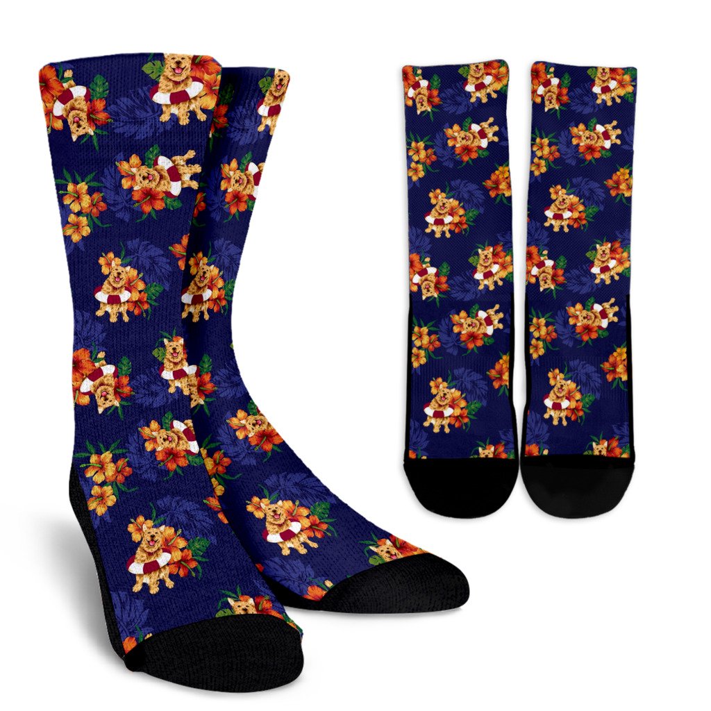Hawaiian Themed Pattern Print Design H02 Crew Socks-JORJUNE.COM