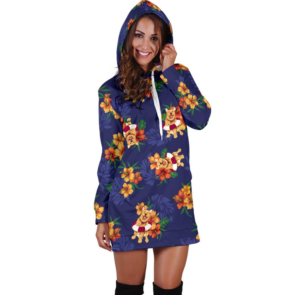 Hawaiian Themed Pattern Print Design H02 Women Hoodie Dress