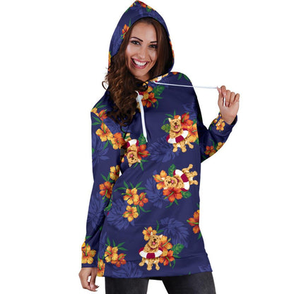 Hawaiian Themed Pattern Print Design H02 Women Hoodie Dress