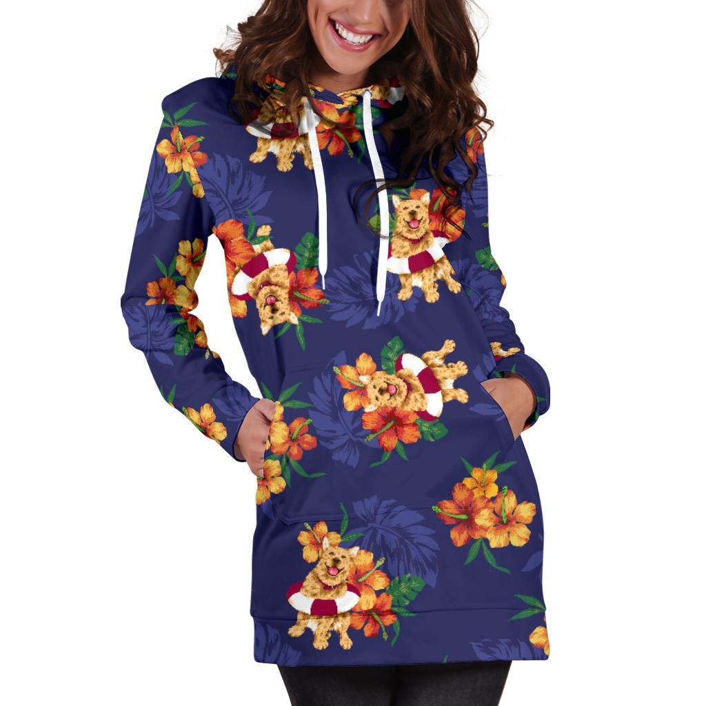 Hawaiian Themed Pattern Print Design H02 Women Hoodie Dress