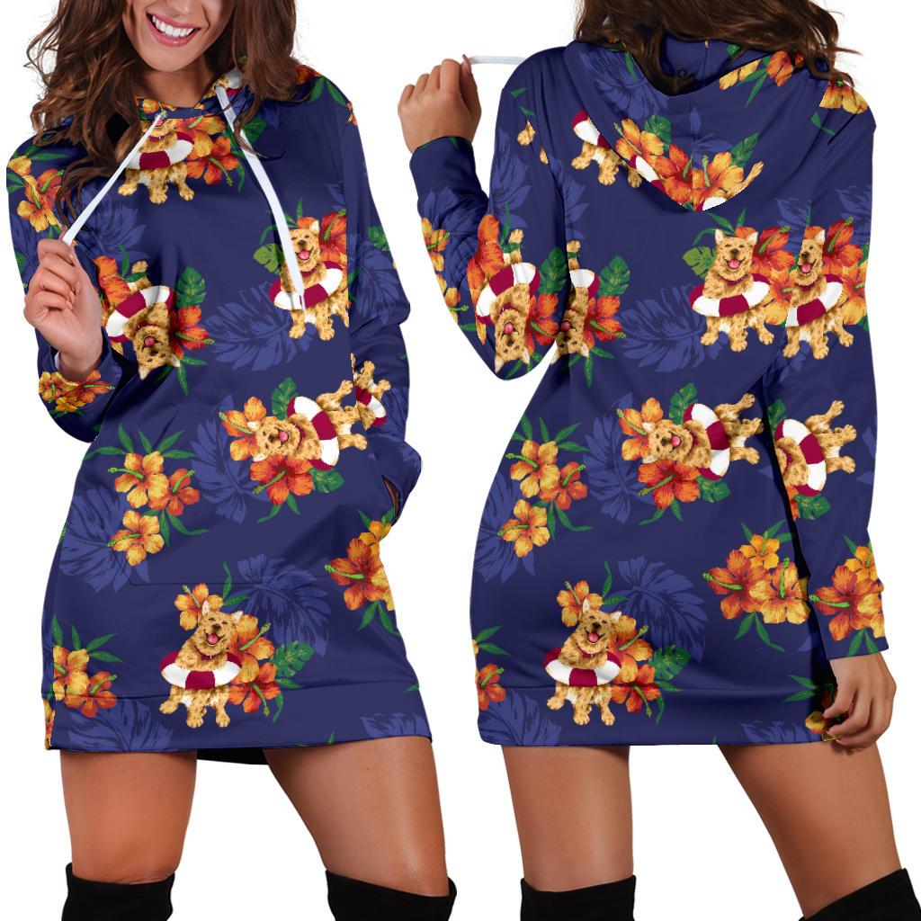 Hawaiian Themed Pattern Print Design H02 Women Hoodie Dress