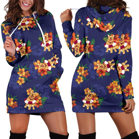 Hawaiian Themed Pattern Print Design H02 Women Hoodie Dress
