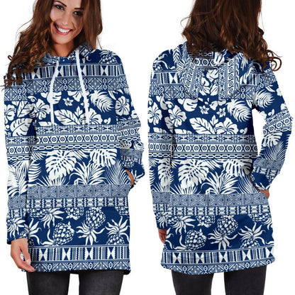 Hawaiian Themed Pattern Print Design H020 Women Hoodie Dress