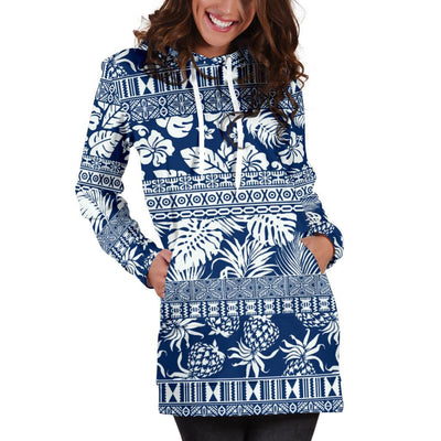 Hawaiian Themed Pattern Print Design H020 Women Hoodie Dress