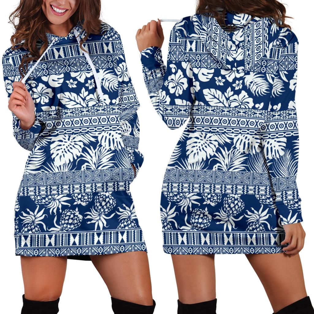 Hawaiian Themed Pattern Print Design H020 Women Hoodie Dress