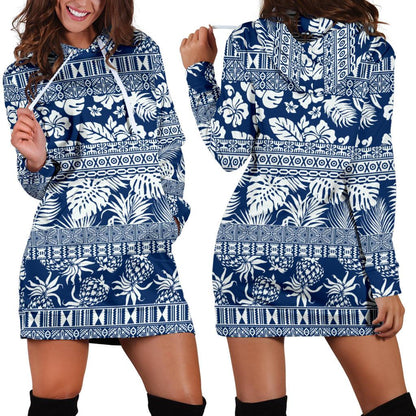 Hawaiian Themed Pattern Print Design H020 Women Hoodie Dress