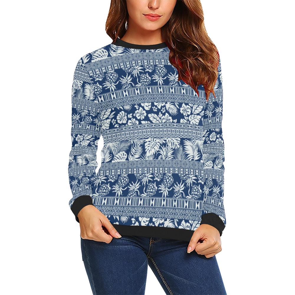 Hawaiian Themed Pattern Print Design H020 Women Long Sleeve Sweatshirt-JorJune