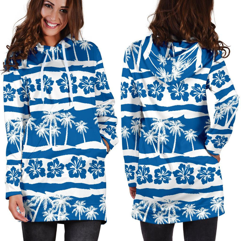 Hawaiian Themed Pattern Print Design H021 Women Hoodie Dress