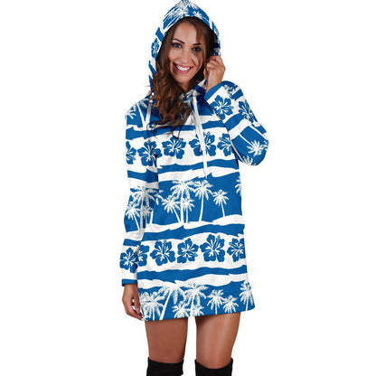 Hawaiian Themed Pattern Print Design H021 Women Hoodie Dress