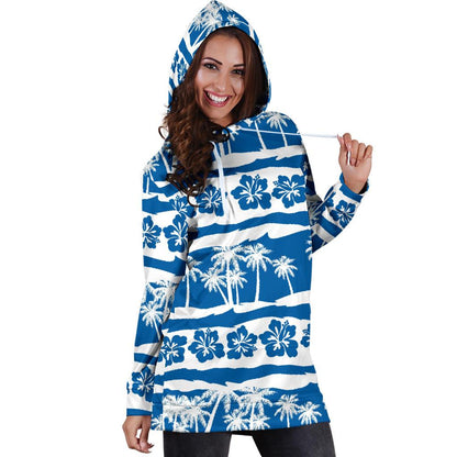 Hawaiian Themed Pattern Print Design H021 Women Hoodie Dress