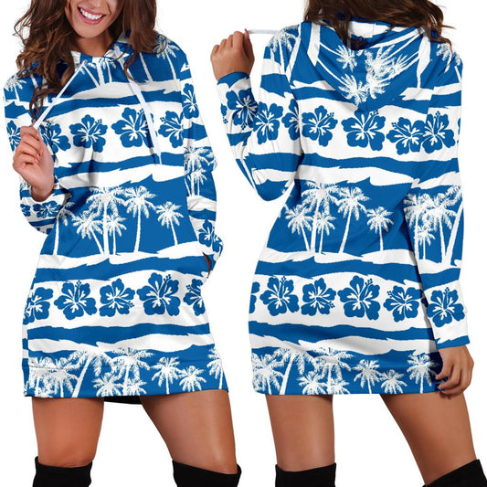 Hawaiian Themed Pattern Print Design H021 Women Hoodie Dress