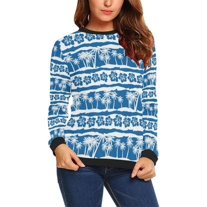 Hawaiian Themed Pattern Print Design H021 Women Long Sleeve Sweatshirt-JorJune