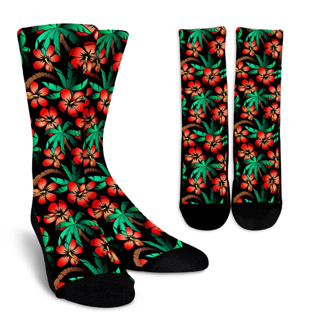 Hawaiian Themed Pattern Print Design H022 Crew Socks-JORJUNE.COM
