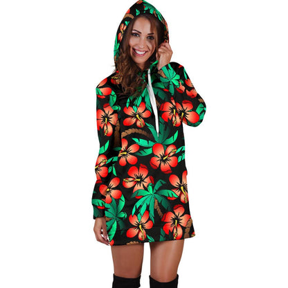 Hawaiian Themed Pattern Print Design H022 Women Hoodie Dress