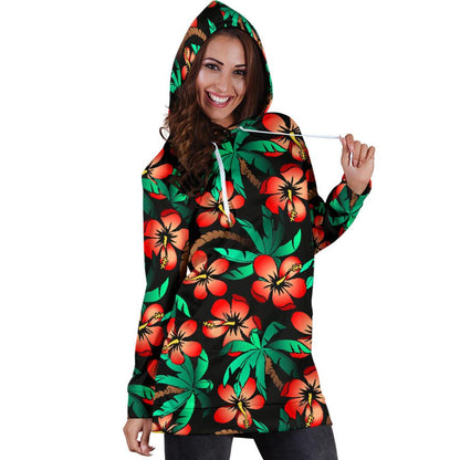Hawaiian Themed Pattern Print Design H022 Women Hoodie Dress